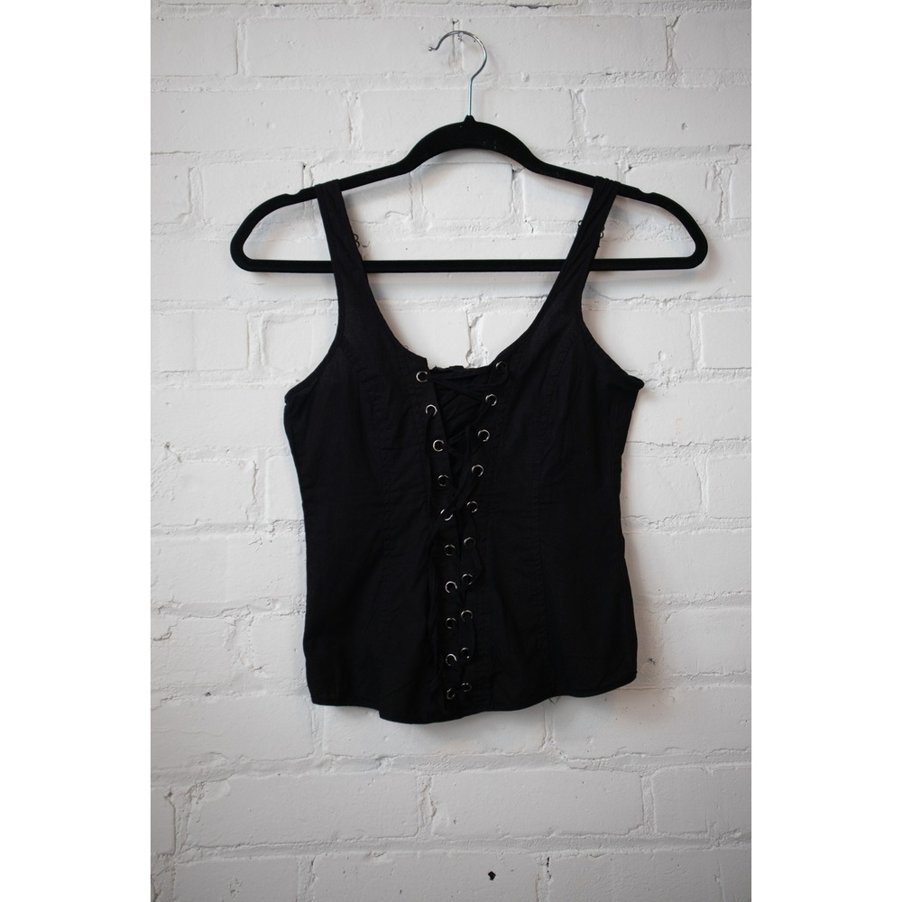Hot Topic Black Lace Up Corset Top Hook and Eye Back Adjustable Straps Small
